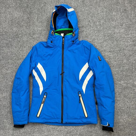 Killtec Ski Jacket Womens 6 Blue Logo Lined Waterproof Pockets Hooded Full Zip - Picture 1 of 15